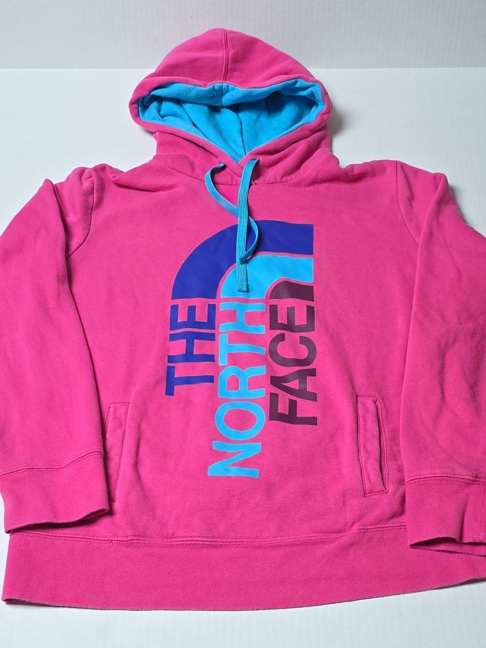 The North Face Hot Pink Hoodie with Blue Lining